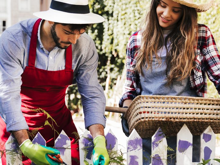 Un couple dans un jardin partagé de ville